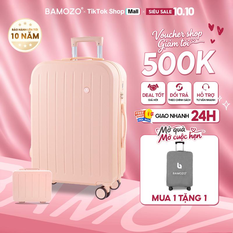[ĐỘC QUYỀN AFF] Vali Du Lịch Bamozo 8812 Bản Thường + Tặng Cốp Ngẫu Nhiên, Size 20/24 Xách Tay Ký Gửi Nhựa ABS PC Bền Đẹp Khóa Bảo Mật, Bảo Hành 5 Năm _8812