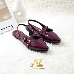 Sandal Wanita Flat Teplek Daily Empuk Bahan PU Leather Sintetis PREMIUM Sol Karet Anti Slip