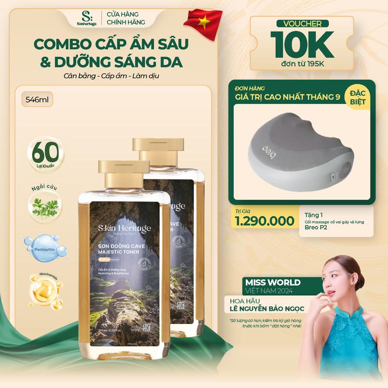[ MUA 1 NHẬN 2 ] Toner Sơn Đoòng Dưỡng Ẩm Da, Làm Dịu Và Cân Bằng Độ Ẩm Cho Da Dầu Mụn SKIN HERITAGE Cung Cấp Đến 60 Lợi Khuẩn 273ml [ Tặng 1 Chai Toner Sơn Đoòng 273ml Fullsize ]