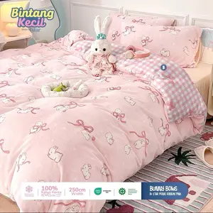 Sprei set Karakter anak bahan katun lokal premium by Beverly Kain Karet Sarung Guling Bantal
