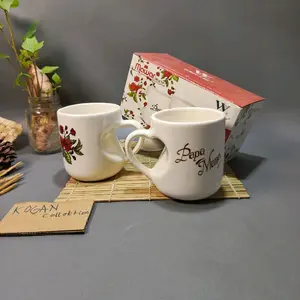 MUG COUPLE PAPA MAMA KERAMIK KOTAK CANTIK SOUVENIR Gelas Set Cangkir Kitchenware