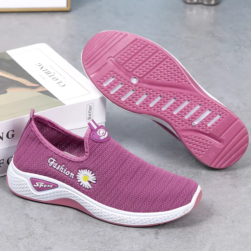 sepatushoe,  SEPATU WANITA SEPATU VIRAL, MOTIF BUNGA , MOTIF KEMBANG daisy flower NEW COLOR 2024 ,SW50 Hitam Karet Casual