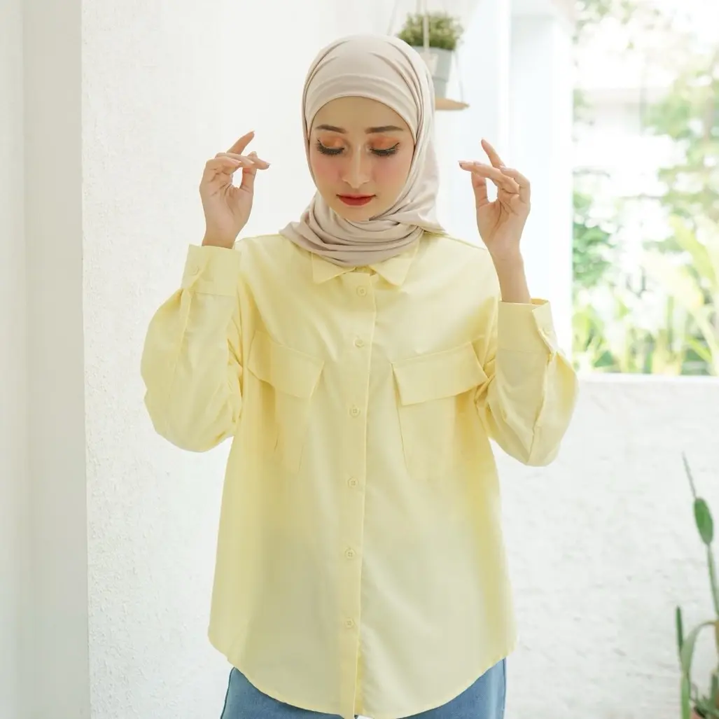 KALLA Kemeja Casual Oversize Wanita Dewasa Katun Polos By indra L Bruggman
