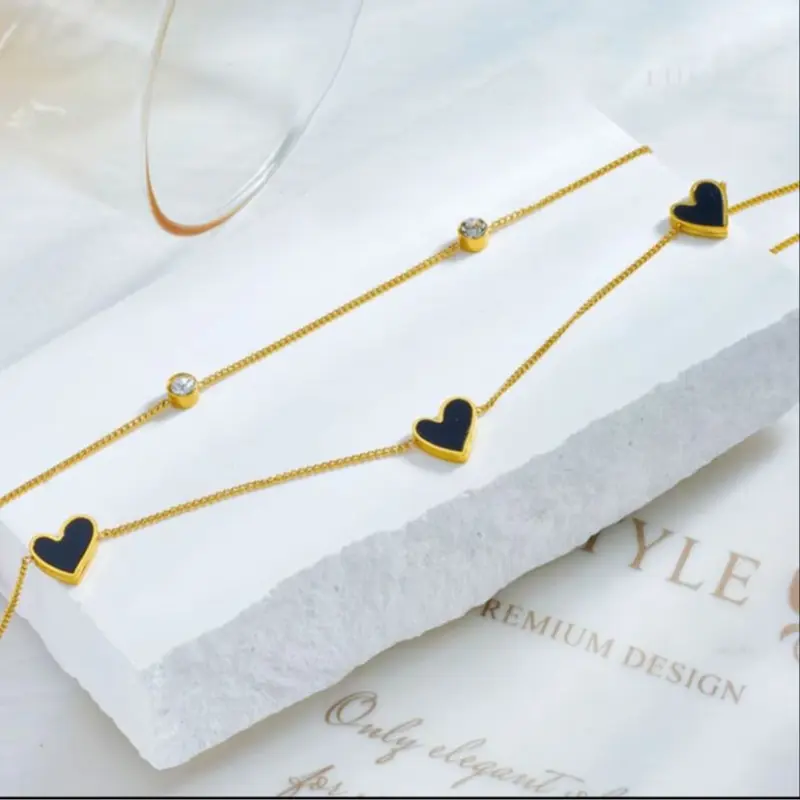 Gelang Tangan Terbaru Wanita Dua Layer Di Tambah 3 Love Hitam Dan 3 Mutiar4 Terlaris Bracelets 7