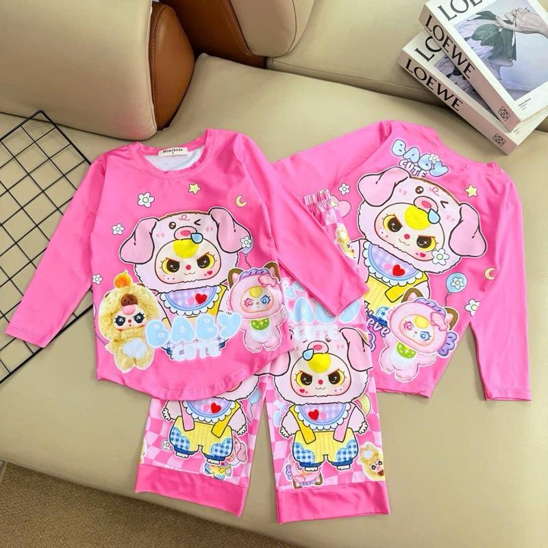 (10kg tới 45kg)Bộ tay dài quần dài cho bé gái mặc đi học, mặc ngủ, mặc đi chơi, thun lạnh chất mềm mịn,mặc mát, đi chơi đi học xinh xắn Polyester Top Cotton Nữ Women áo  ngủ đồ  tết