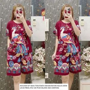 #101230 SET BAJU TIDUR BATIK MERAK FLOW LD120