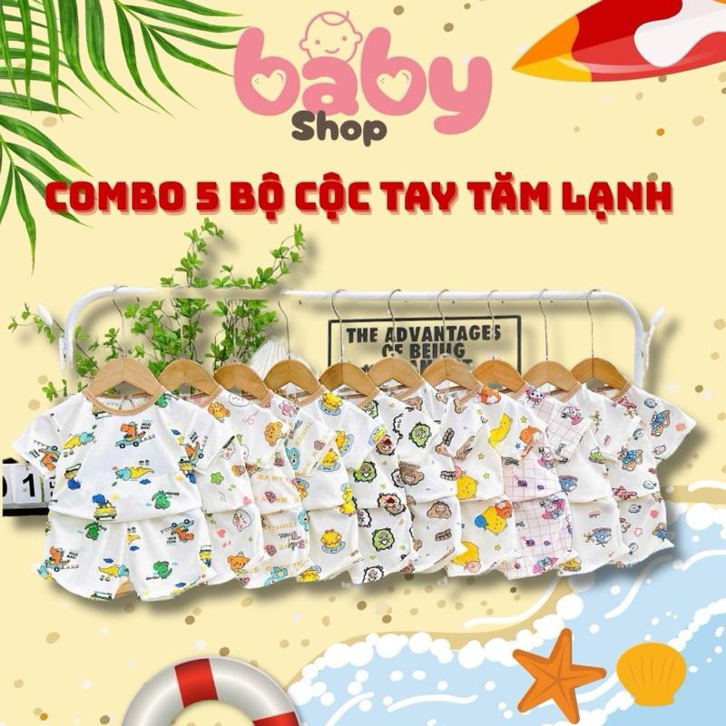 Product Introduction of [Combo 5 Bộ] Bộ Quần Áo Cộc Tay Hoặc Ba Lỗ Vải Cotton Giấy Hoặc Tăm Lạnh Họa Tiết Đẹp, Màu Ngẫu Nhiên Cho Cả Bé Trai, Bé Gái 5 - 15kg Baby Shop 1
