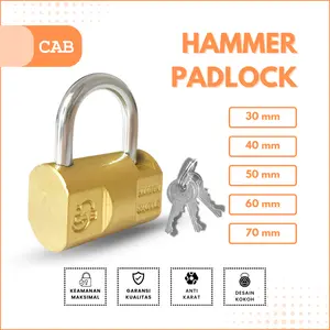 CAB Gembok Balok / Gembok Bantal Kuningan / Gembok Pagar Pintu Anti Karat 30 40 50 60 70 mm