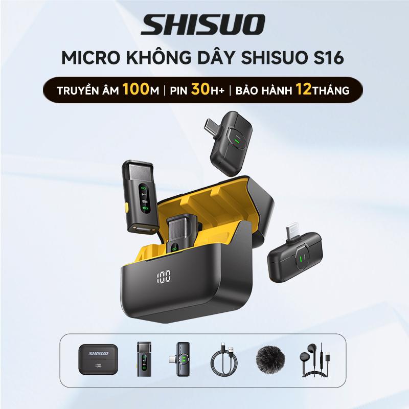Micro Thu Âm Không Dây SHISUO S16 - Bật Tắt Lọc Ồn, Tích hợp 2 chân cắm, Phù Hợp Live, Quay Video, Ghi Âm, Làm Vlog, Livestream TikTok, Cho Điện Thoại / iPad / Máy Tính SHISUO S16