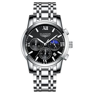 GUANQIN  Men's Watches Watch for Men Business Dress Analog Quartz Stainless Steel Waterproof Luminous Date Casual Wrist Watch