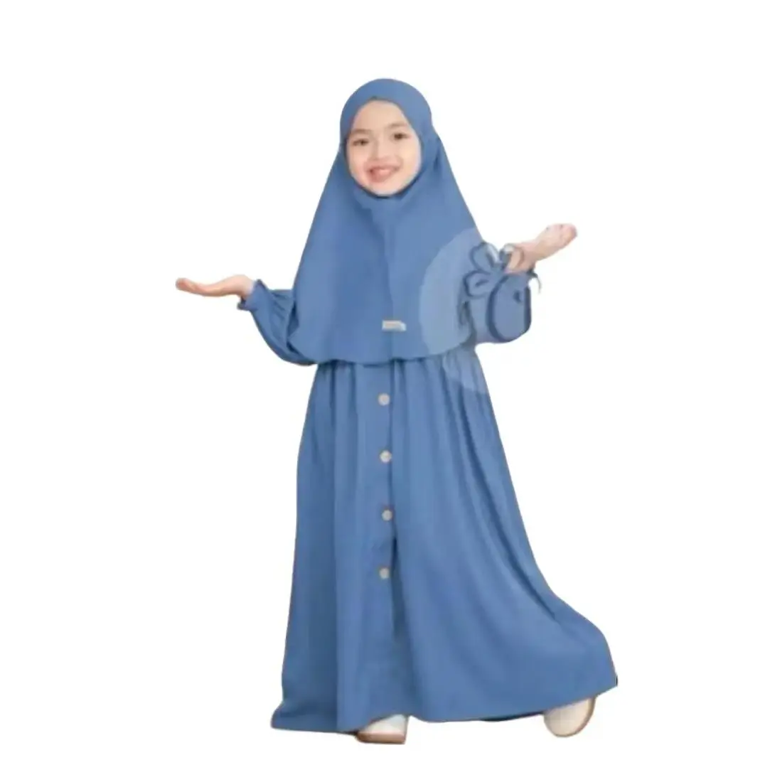 Gamis Anak Syari Set Hijab Kayra Kids Usia 3-14 Tahun Matt Crinkle Airflow Tebal Premium