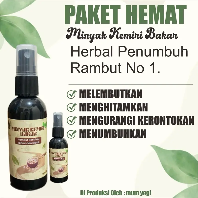 (COD)Paket Hemat !!! Minyak Kemiri Murni dan Bakar untuk Menumbuhkan dan Melebatkan Rambut - Ketombe, Penebal, Haircare, Perawatan (2 pcs lebih lemat)