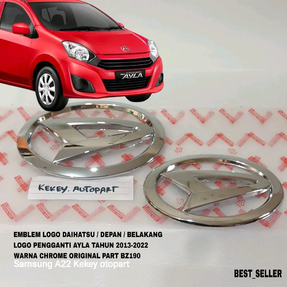 Emblem Logo Daihatsu Ayla 2013-2022 Chrome Grill Depan Belakang Ori BZ190 Diameter 13 Cm