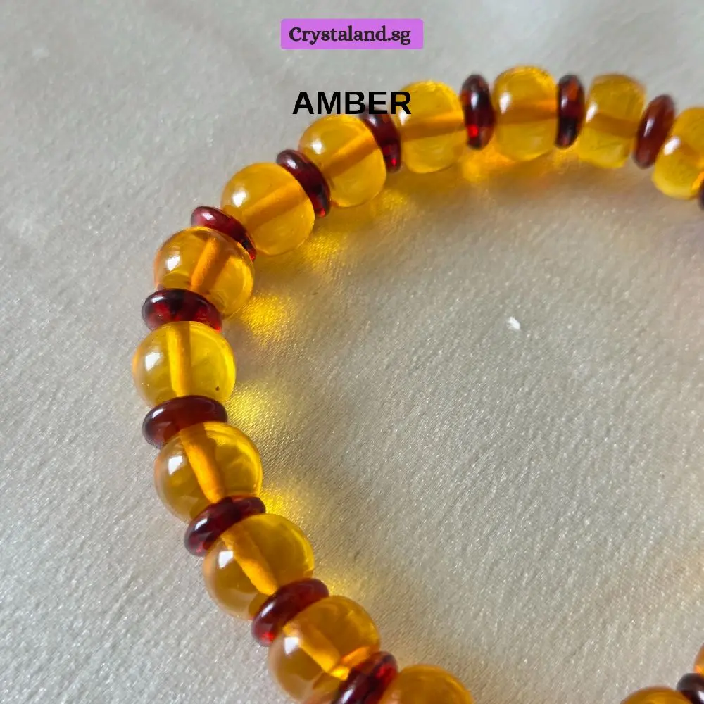 Abacus Bead Amber Bracelet | Crystal Quartz