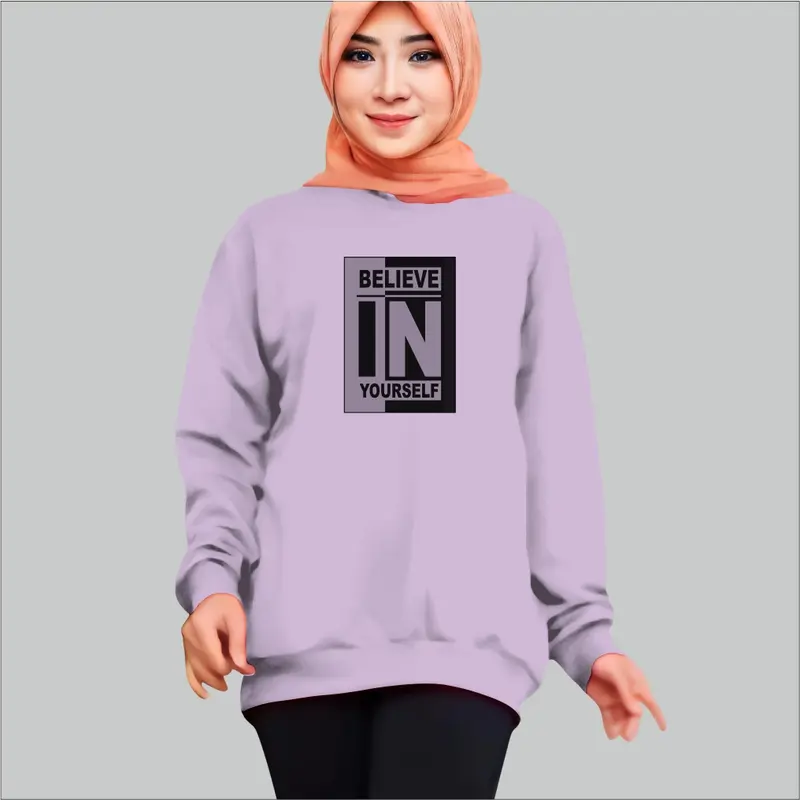 Kaos Wanita Lengan Panjang Motif BelieveIN atasan Sweatshirt #Fyp 8