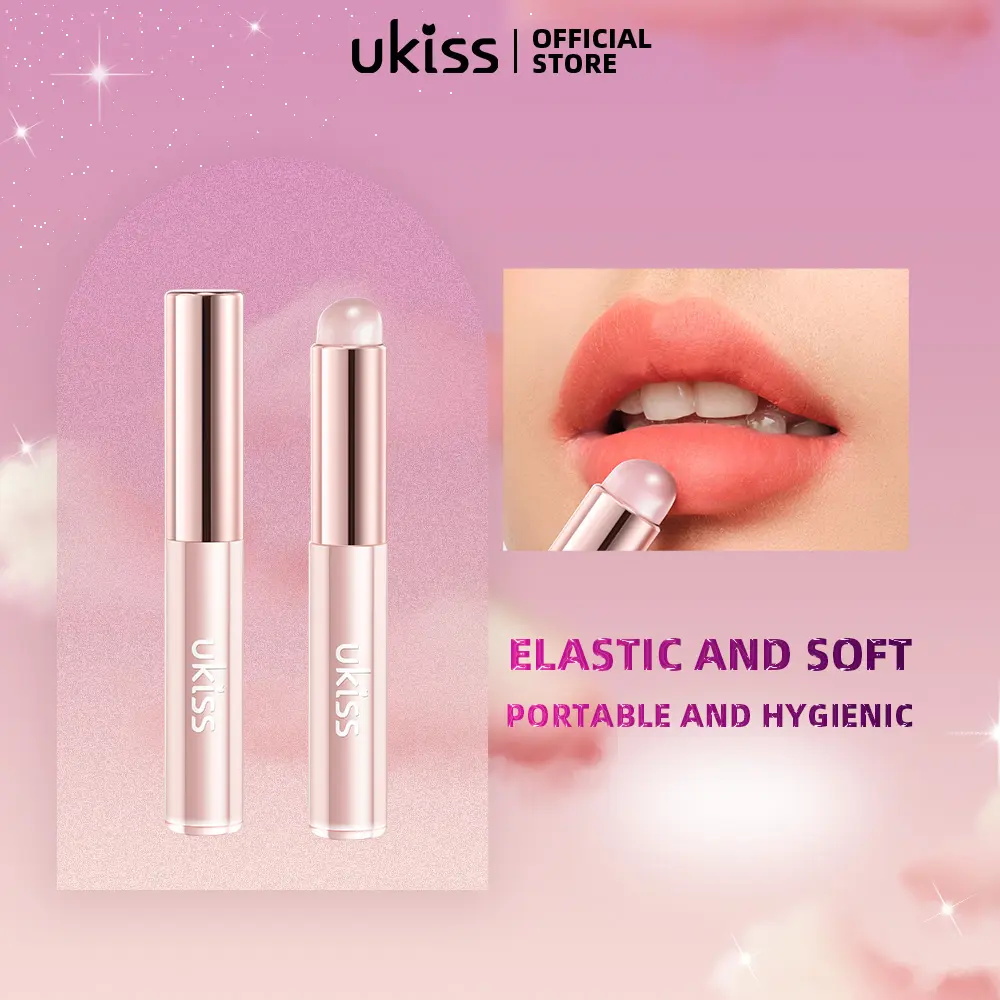 UKISS Silicone Brush Lip and Cheek Smudge Brush Comes with dust cover Mini Size Length 8.5cm Pink Women Makeup Cosmetics