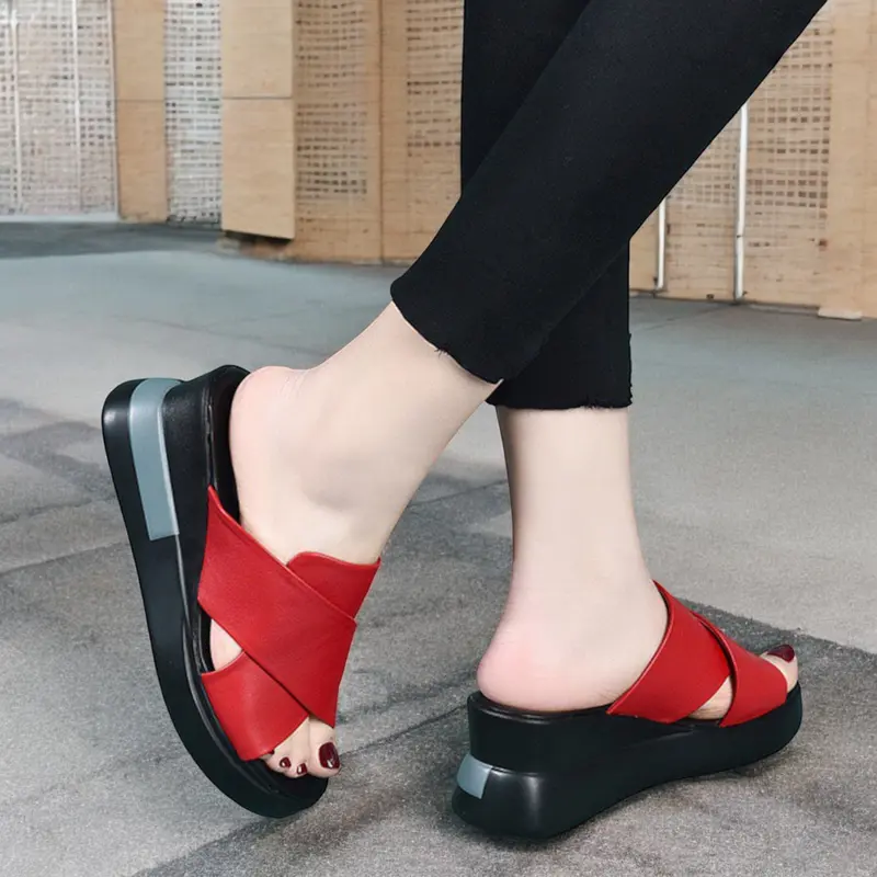 Sandal Wedges Wanita Fashion Viral Kekinian 2024 - Ukuran 37-42, Tinggi Hak 5 Cm - Sendal, Cewek Perempuan wedge  sandals 7