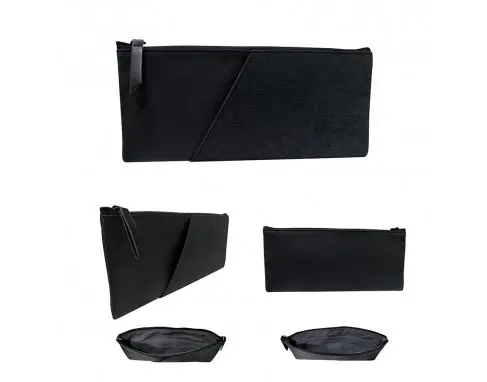 Black Zip Long Wallet with Functional Design