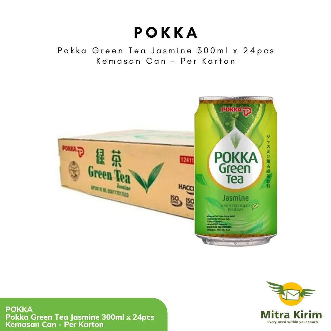 Pokka Green Tea Jasmine 300ml x 24pcs Kemasan Can - PER KARTON