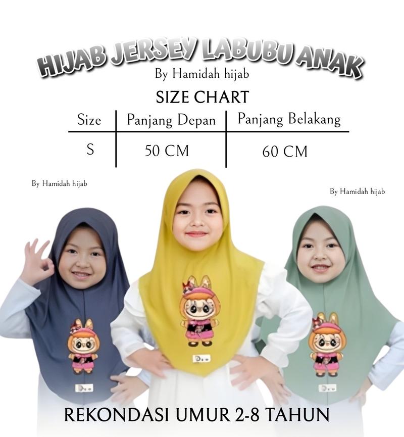 Product Introduction of Hijab Anak Labubu Jersey Premium Hijab Karakter Kerudung Instan Anak Umur 2-15 Tahun Muslim Terbaru Terlaris Nyaman Halus Jersey Premium Sekolah 0