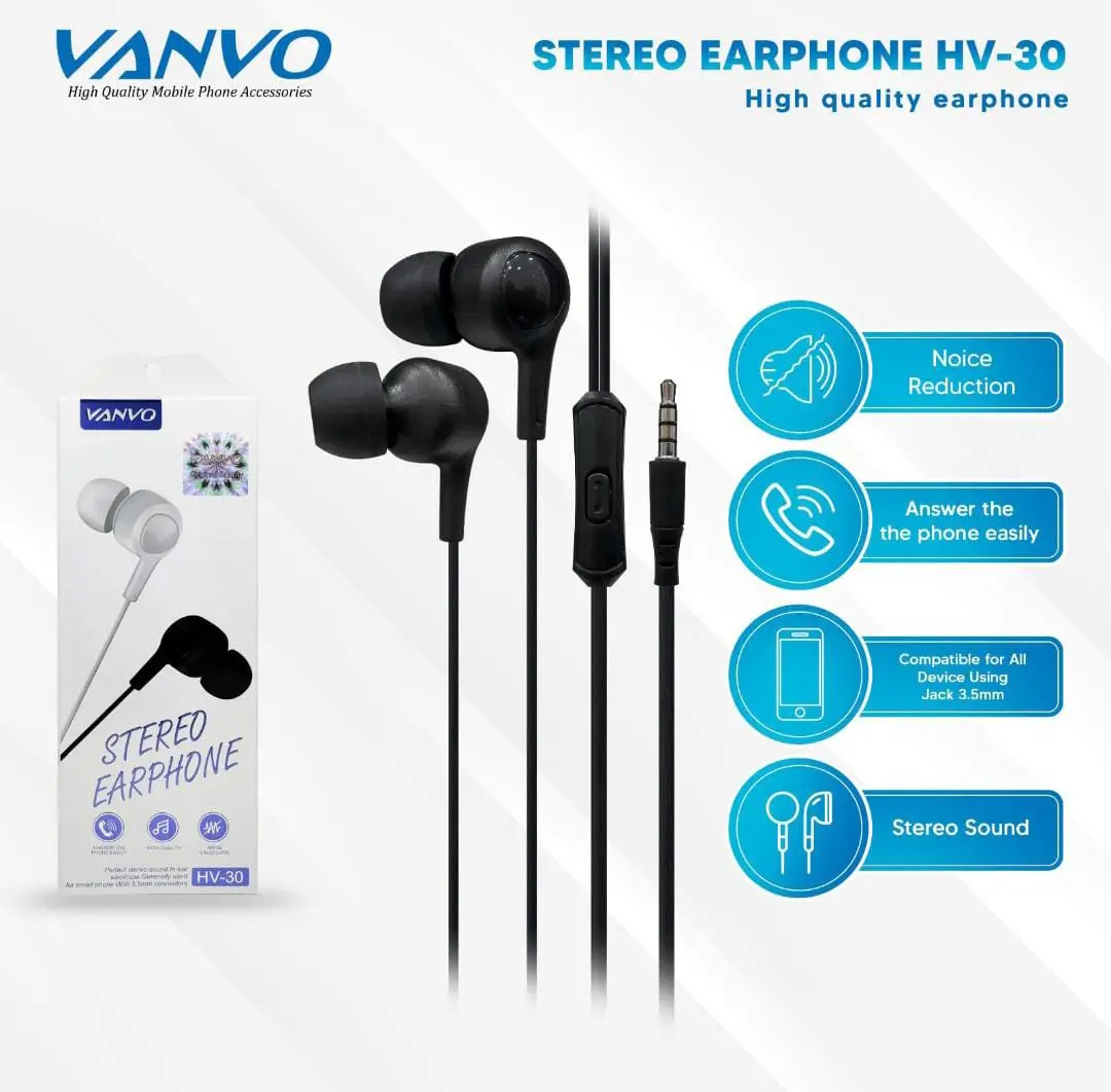 EARPHONE HEADSHET STEREO VANVO HV-30 ORIGINAL VANVO