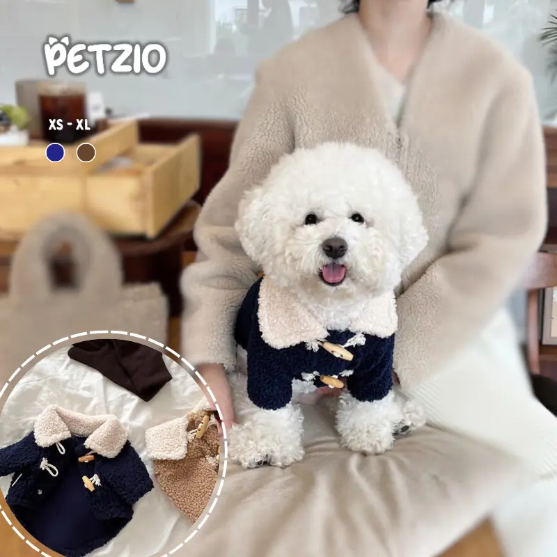 Petzio - Baju Jaket Bulu Berkerah | Baju Hewan Peliharaan Anabul Bulu Lucu Anjing Kucing Top Premium Lucu