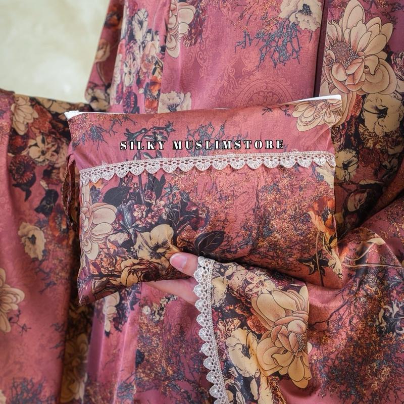 SILKY MUSLIMSTORE / MUKENA DEWASA / Bawahan POLOS / MODEL 2IN1 / Atasan MOTIF Lembut / Pouch Traveling 8