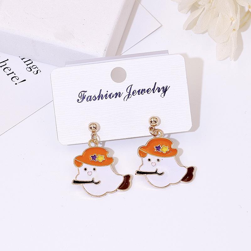 Product Introduction of 925 Silver Needle Halloween Earrings for Women Students Ghost Pumpkin Witch Pendants Drop Ear Jewelry 23