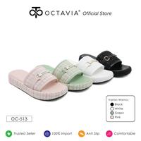 Gambar OCTAVIA Sandal Slide Slip On Wedges Soft Tweed Wanita #OC-513 (FREE BOX) - Black, 36 = 23 cm dari Octavia Shoes Kab. Tangerang 1 Tokopedia