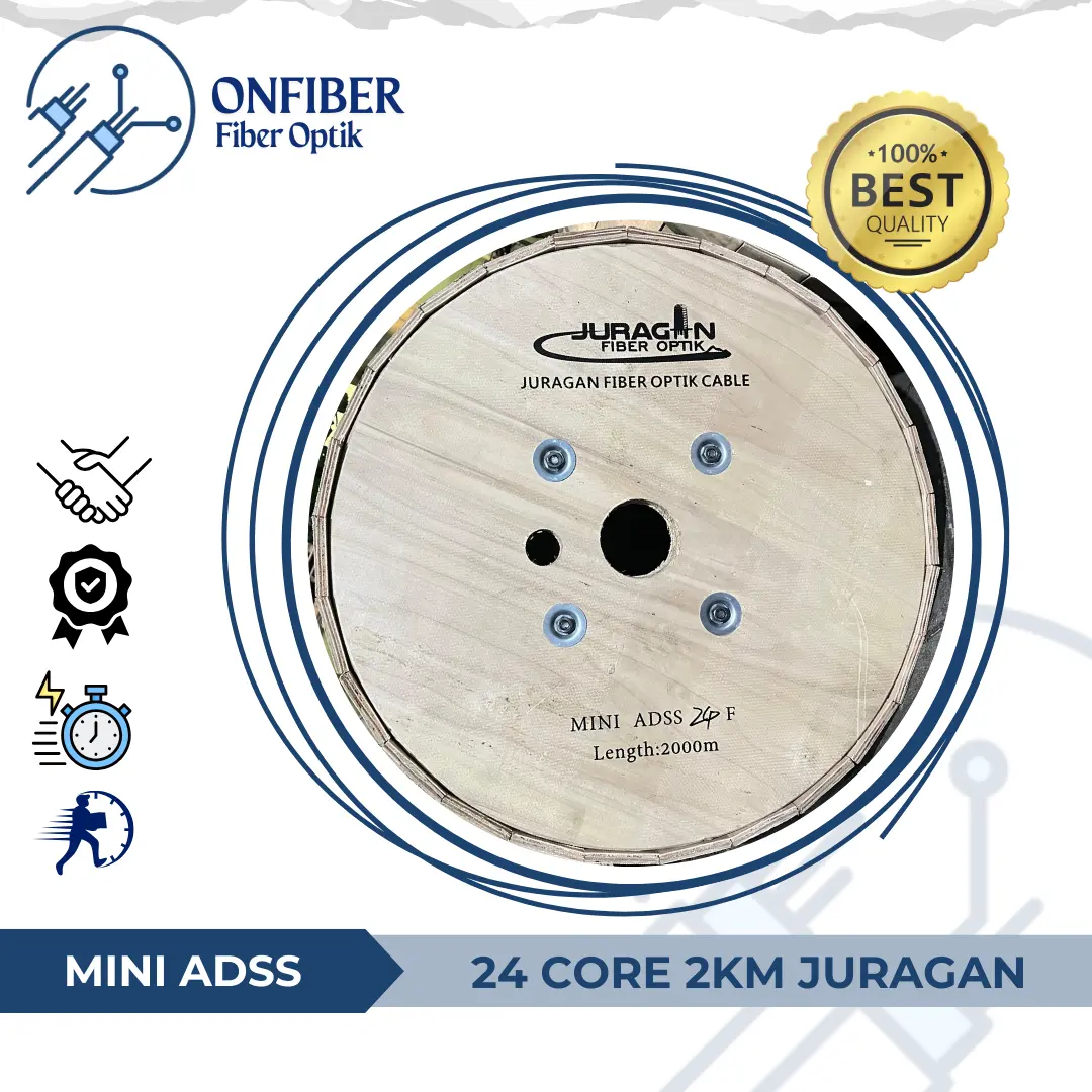Mini ADSS 24 Core 2 Tube | KU 24Core Mini ADSS Span 100 G652D JURAGAN FO