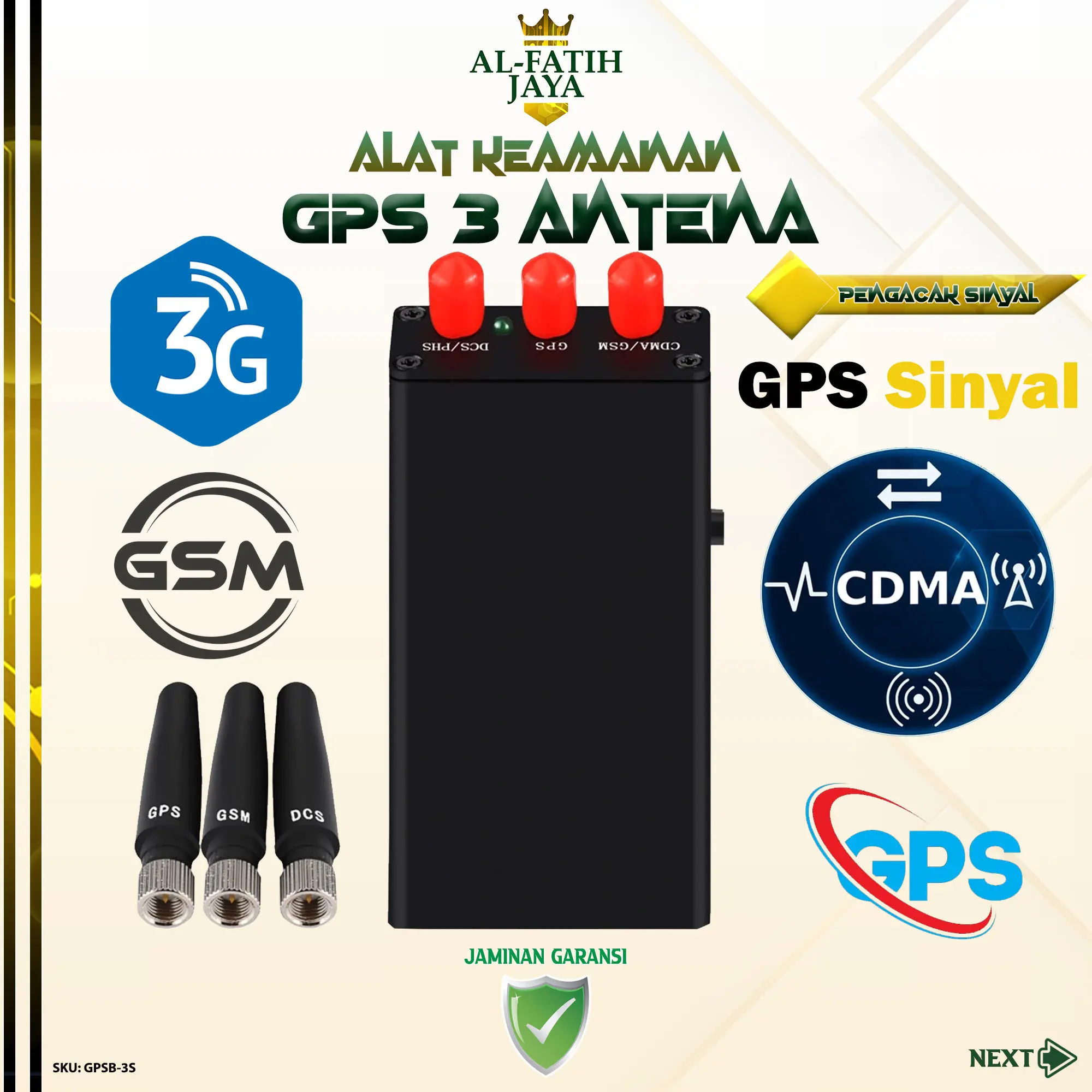 Signal Shield Portable 3 Saluran Antena Anti Frekuensi Sinyal GSM CDMA GPS Perlidungan Privasi Pencegah Monitoring Posisi Lokasi GPS Tracker Mobil Car