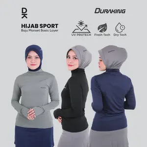 Duraking Baju Manset Hijab Sport Wanita Basic Layer Muslim Sporty Panjang Polos Atasan Dewasa