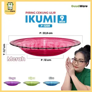 IKUMI-Piring cekung ulir Japan Quality Plastik PET Transparan Anti Pecah  Makan - Food Grade BPA Free - Kitchenware - 9 Inch
