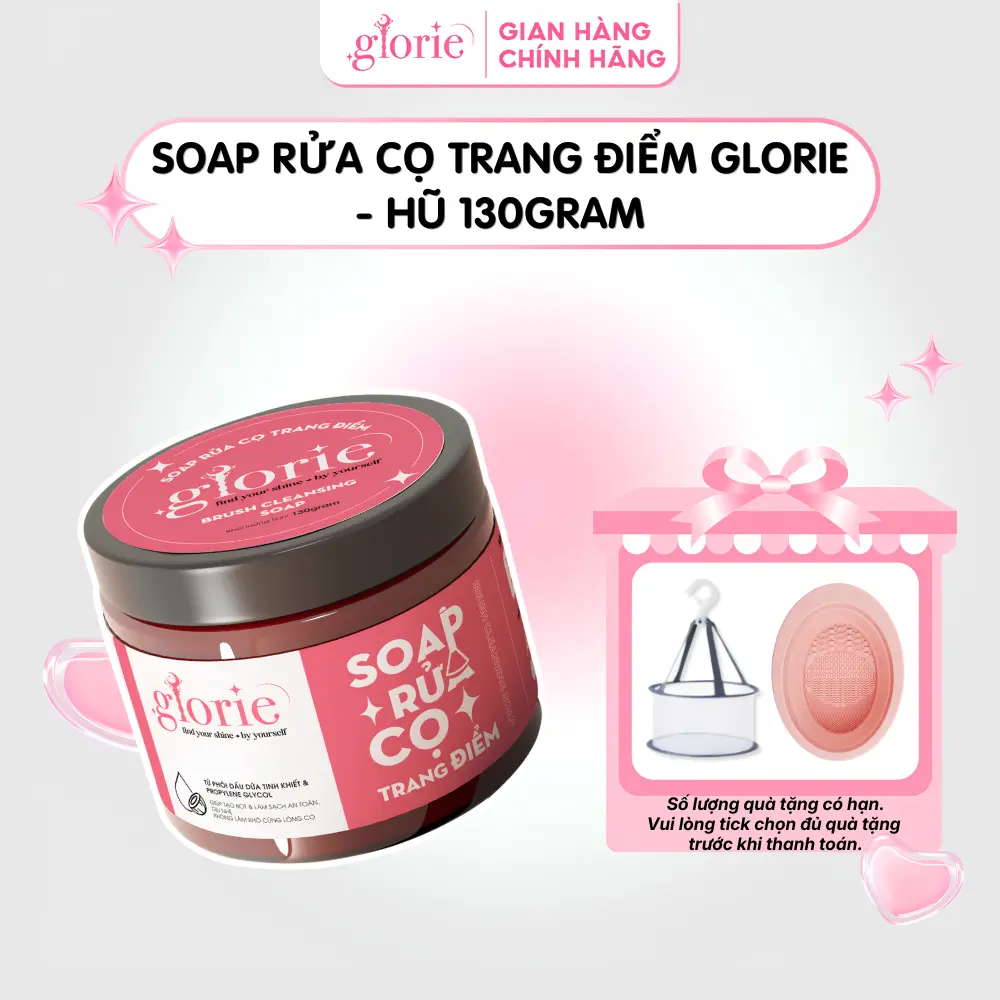 [TICK QUÀ TẶNG KÈM] Soap Rửa Cọ Trang Điểm Glorie - Hũ 130gram