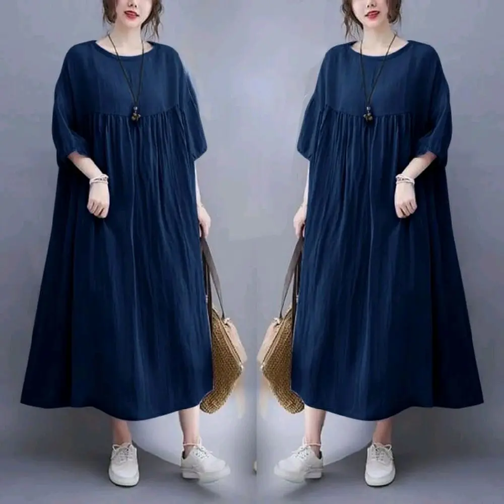 Viola Dress Midi Cantik Chibi Daster Rayon Premium Jumbo Katun Nyaman Tebal - Wanita - Piyama, Tidur, Dewasa, Kancing, Busui, Bumil, Panjang Menyusui