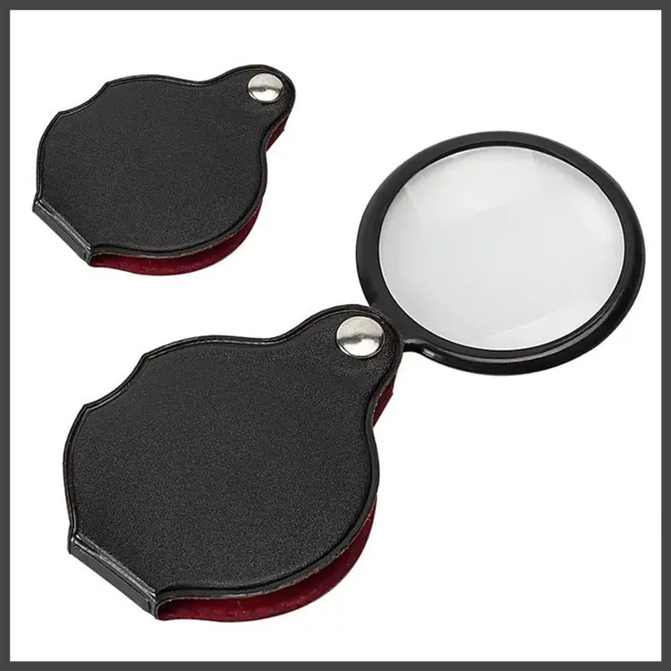 50/60mm Handheld Mini Folding Magnifying Glass With Rotating Protective Cover, Portable Foldable Reading Magnifier, High Definition Glass Lens, For Elderly Read Jewelry Gift