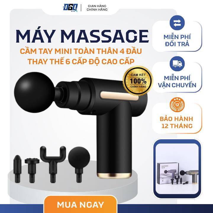 (Hàng Loại 1) Máy Massage Cầm Tay Mini Toàn Thân 4 Đầu Thay Thế 6 Cấp Độ Cao Cấp - Điện Gia Dụng VN