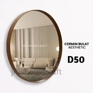 Cermin Bulat Aesthetic Diameter 50cm / Cermin Frameless / Cermin Dinding