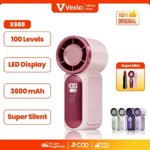 VEXIO Kipas Angin Portable Mini High Speed Handheld Fan 3600mAh 100 Level Speed dengan LED Display Pintar Type-C Fast Charging 1 Jam Motor 20.000 RPM Airflow Kuat 10m/s Bilah Turbin 5 Lapis Desain Compact 124mm Ringan 112g X688