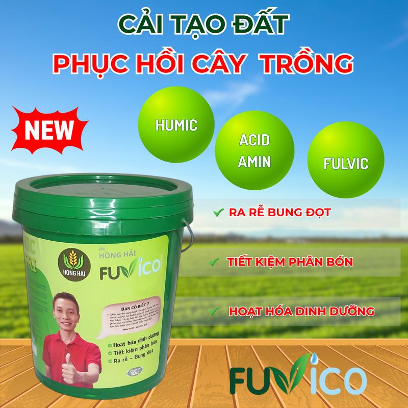 FUVICO - Phân Bón Rễ Hữu Cơ Kích Rễ, Cải Tạo Đất (xô 10kg pha 2000 lít ) Dạng Viên Nén Giúp Tiết Kiệm Hơn 10-15% NPK, Hạ Phèn Nhanh, Cây Sung, Rễ Khỏe, Bụi Nở To, Xanh Lá, Dày Lá