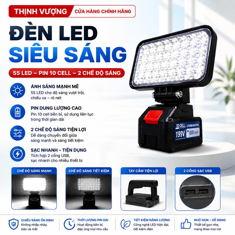 Đèn LED Dùng Pin 55 Bóng Chân Pin Phổ Thông, Chân Thông Dụng Sử Dụng Làm Việc…