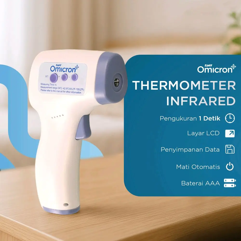 Free Baterai TaffOmicron Thermometer Suhu Badan Infrared Lcd - AD801  Termometer Led digital
