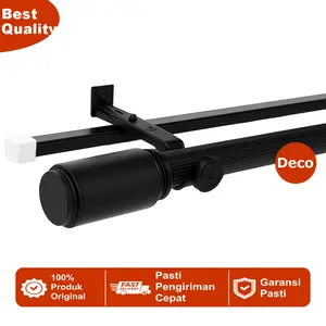 Decomart - Tiang Gorden | Batang Horden Jendela Minimalis Full Set Bonus Buble Warp Varian Warna Silver Gold Hitam Putih Ukuran 50cm 75cm 100cm 125cm 150cm 175cm 200cm Penyangga Rail