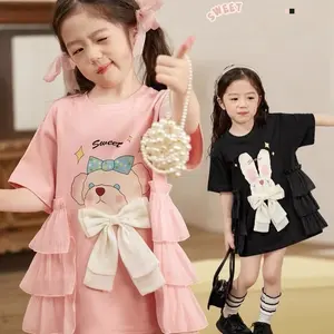 DRESS ANAK PEREMPUAN RENDA RABBIT BEAR AZALEA DRESS PINPITA LUCU KOREA