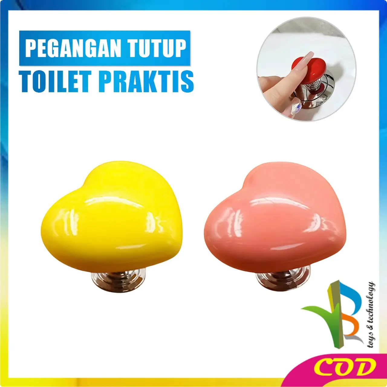 [COD] RB C1600 Pegangan Tutup Toilet Bentuk Hati Tombol Tangki Praktis