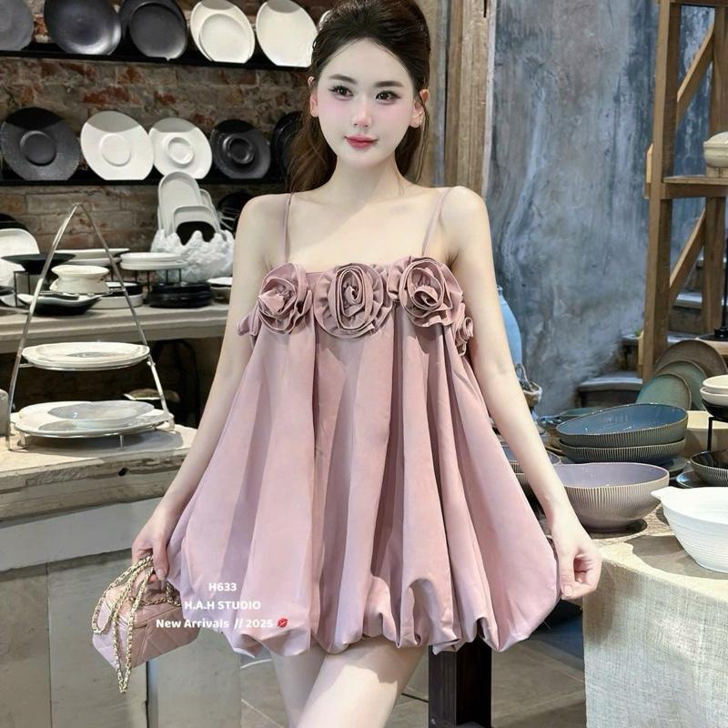 Tặng Quần Bảo Hộ+Hàng sẵn Đầm babydoll tiểu thư,váy nữ dễ thương đính nơ bản to trước ngực quyến rũ