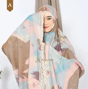 Albysha - Mukena Katun Rayon Motif Terbaru Premium Model 2in1 Mukenah Dewasa Travel