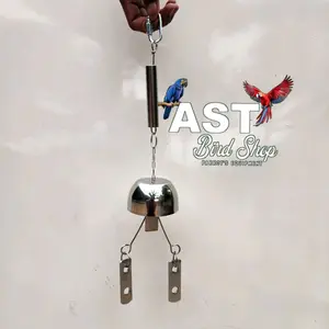 Lonceng parrot mainan gigitan stainless ukuran L