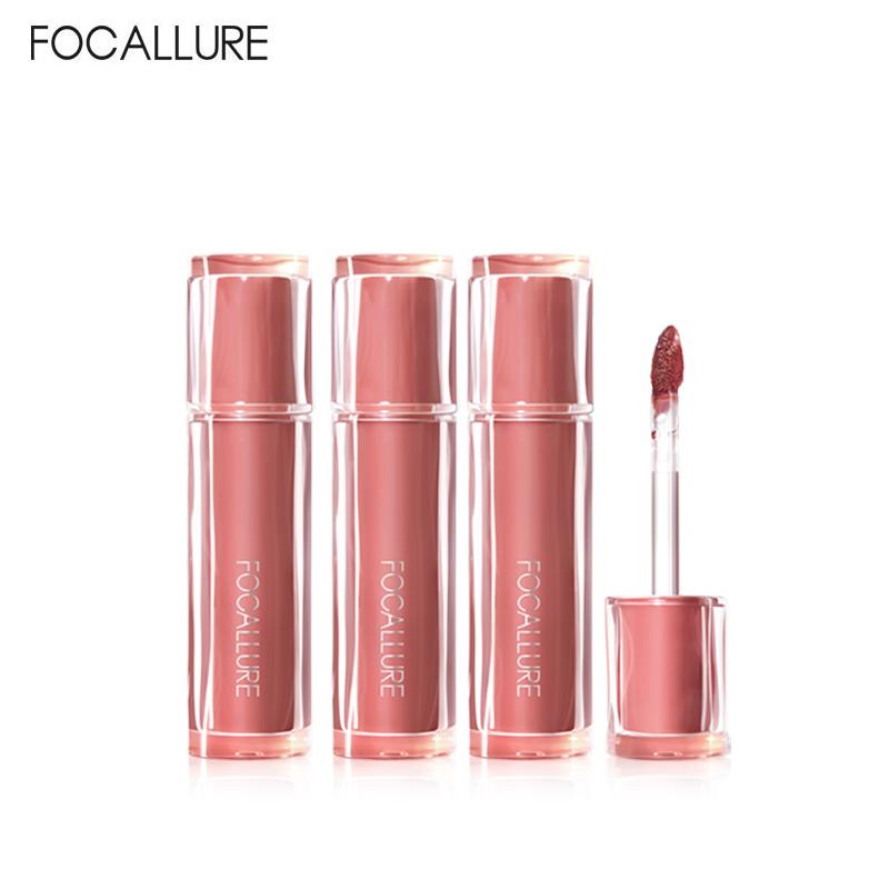 FOCALLURE 3pcs Pro Stain Son Tint Bóng Hỗ Trợ Dưỡng Ẩm Hỗ Trợ Chống Dính Cốc Có Sắc Tố Màu Cao Cho Môi Trong Trẻo Rạng Rỡ