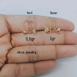 anting kait perak asli silver 925 /anting kait solitaire mp bungkus/anting kait fashion terbaru